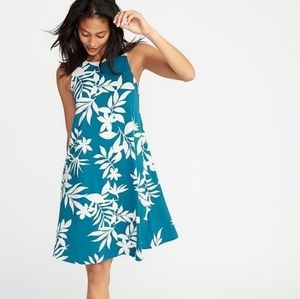 Old Navy Teal Floral/Tropical Print Swing Dress - XL